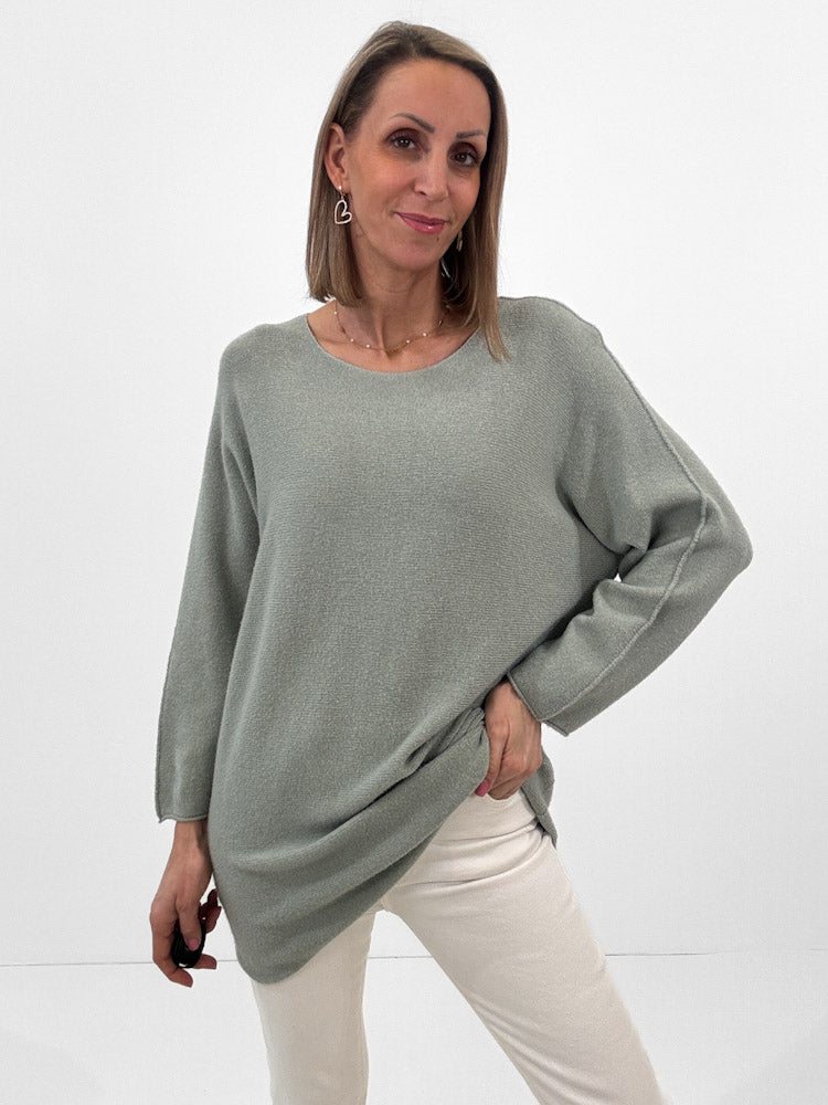 "Vicenza Long" weicher Pullover mit Viscose - salbei