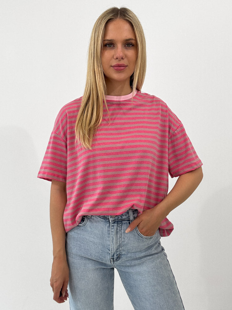 "Noa Linea" tolles Streifenshirt aus Baumwolle - washing rosa/pink