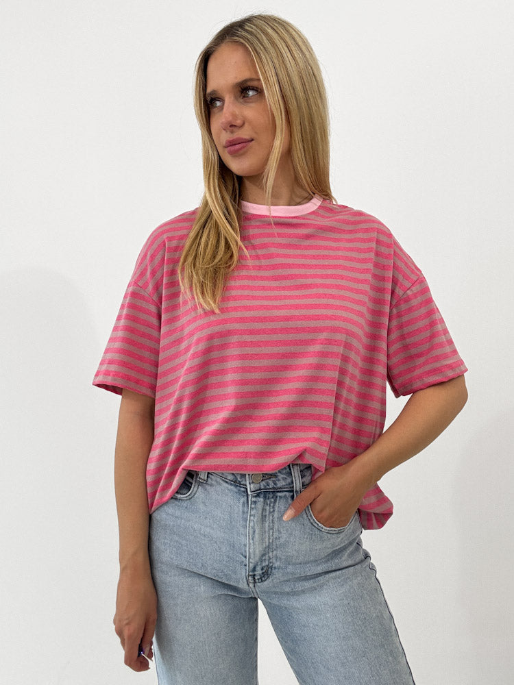 "Noa Linea" tolles Streifenshirt aus Baumwolle - washing rosa/pink