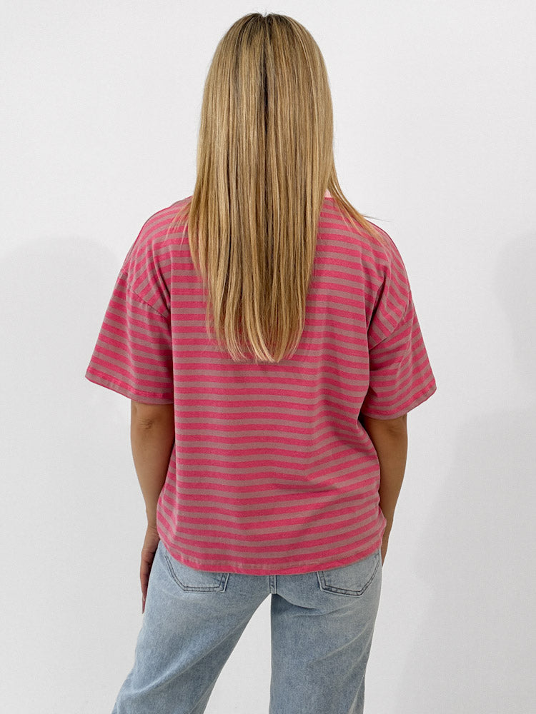 "Noa Linea" tolles Streifenshirt aus Baumwolle - washing rosa/pink