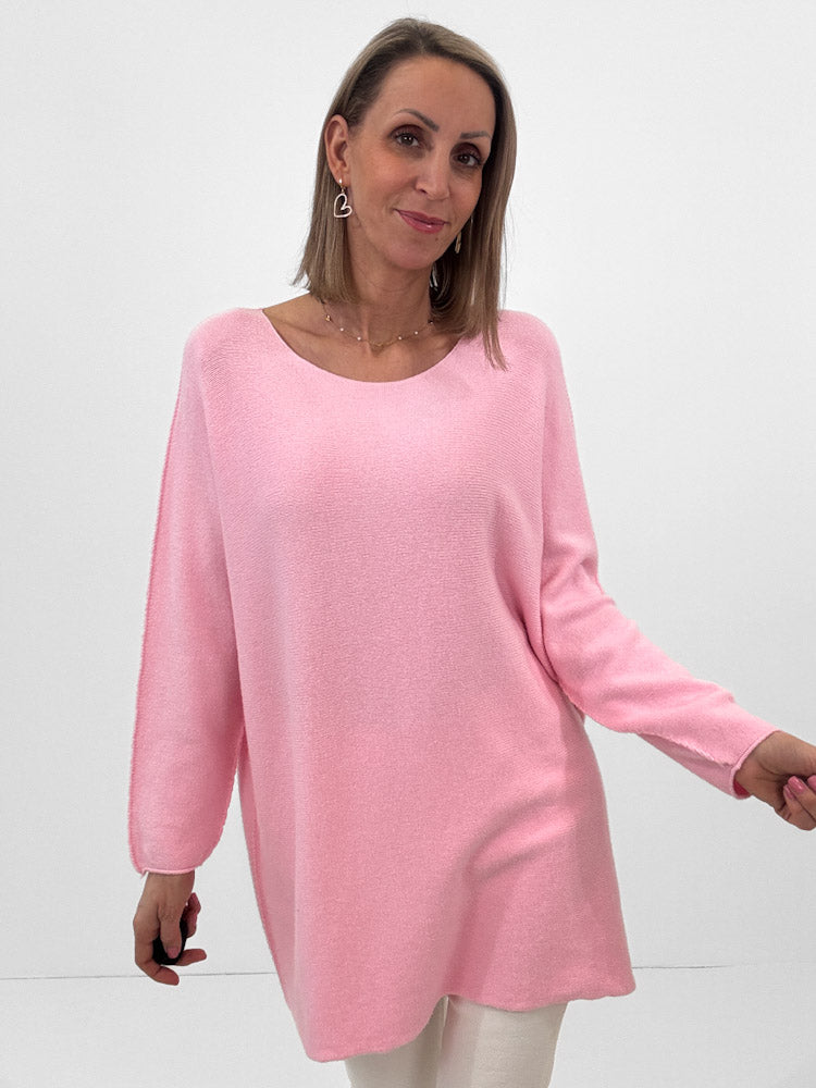 "Vicenza Long" weicher Pullover mit Viscose - rosa