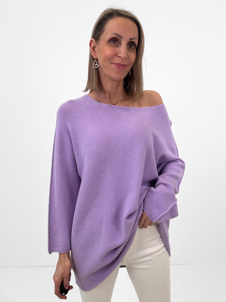 "Vicenza Long" weicher Pullover mit Viscose - flieder