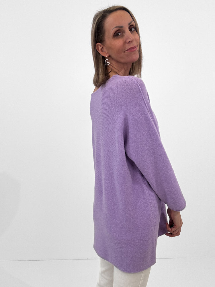 "Vicenza Long" weicher Pullover mit Viscose - flieder