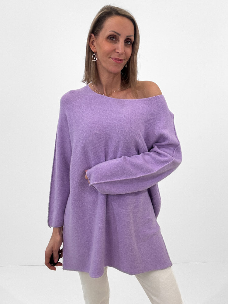 "Vicenza Long" weicher Pullover mit Viscose - flieder