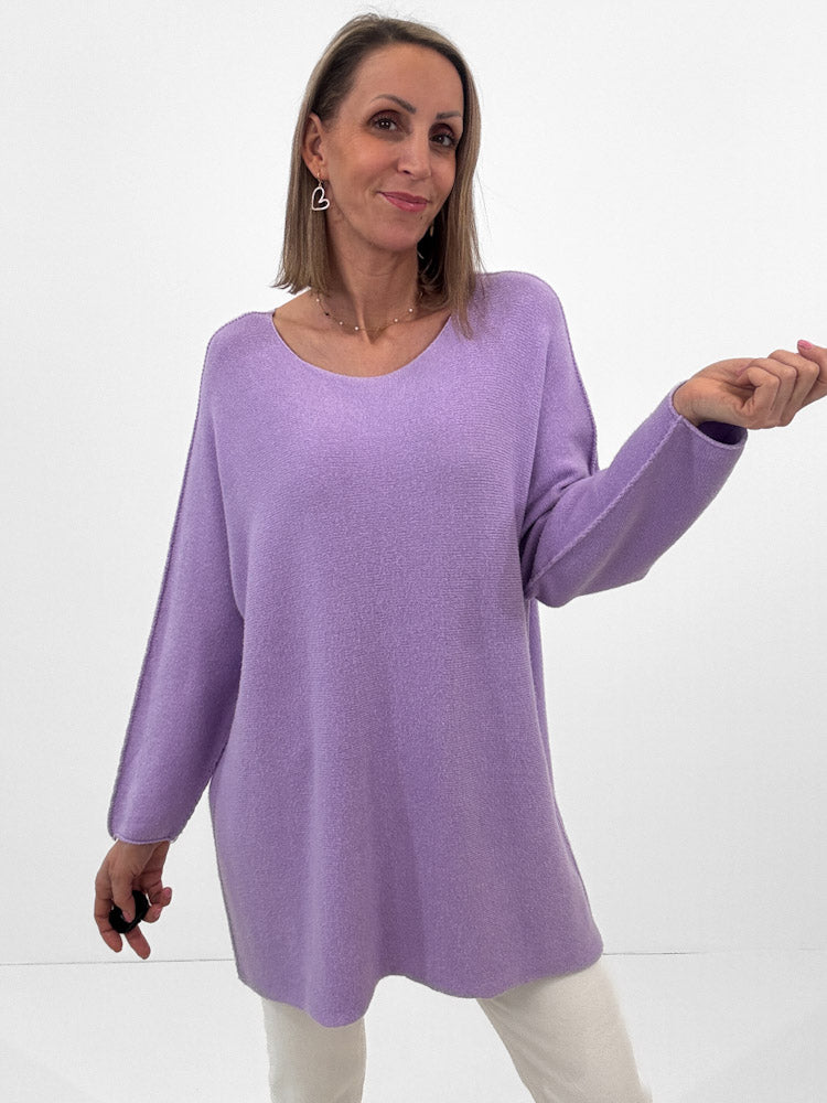 "Vicenza Long" weicher Pullover mit Viscose - flieder