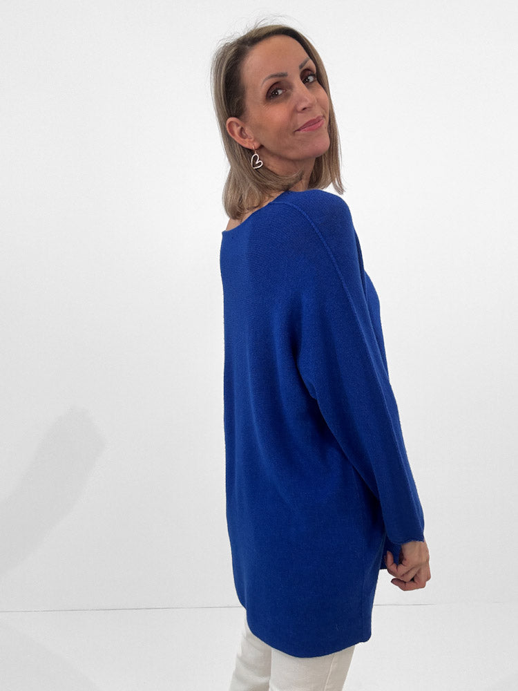 "Vicenza Long" weicher Pullover mit Viscose - royalblau