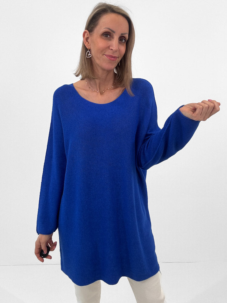 "Vicenza Long" weicher Pullover mit Viscose - royalblau