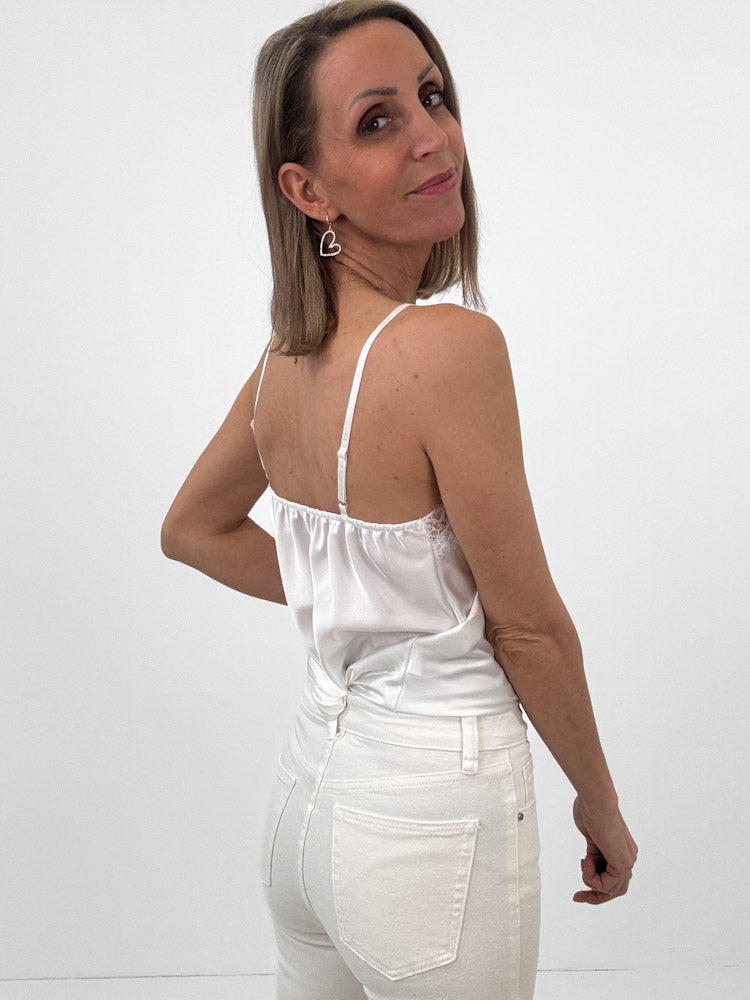 Lace Top mit weicher Spitze - weiß