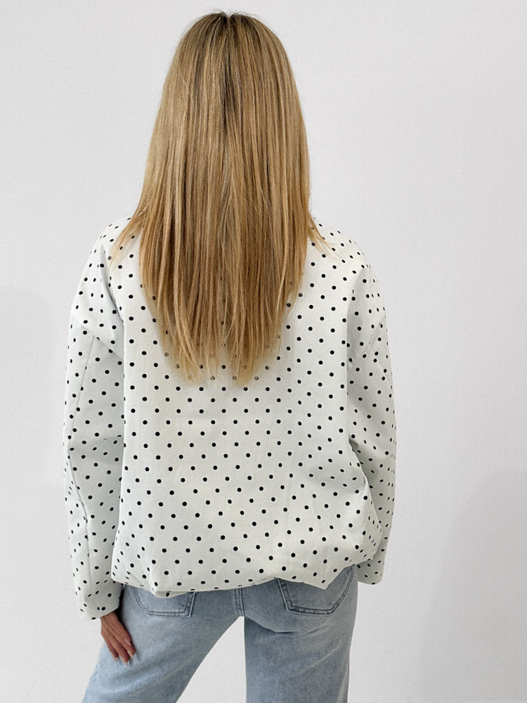 "Mon Amour Dots" stylische Jacke aus Baumwolle - weiß/ schwarz