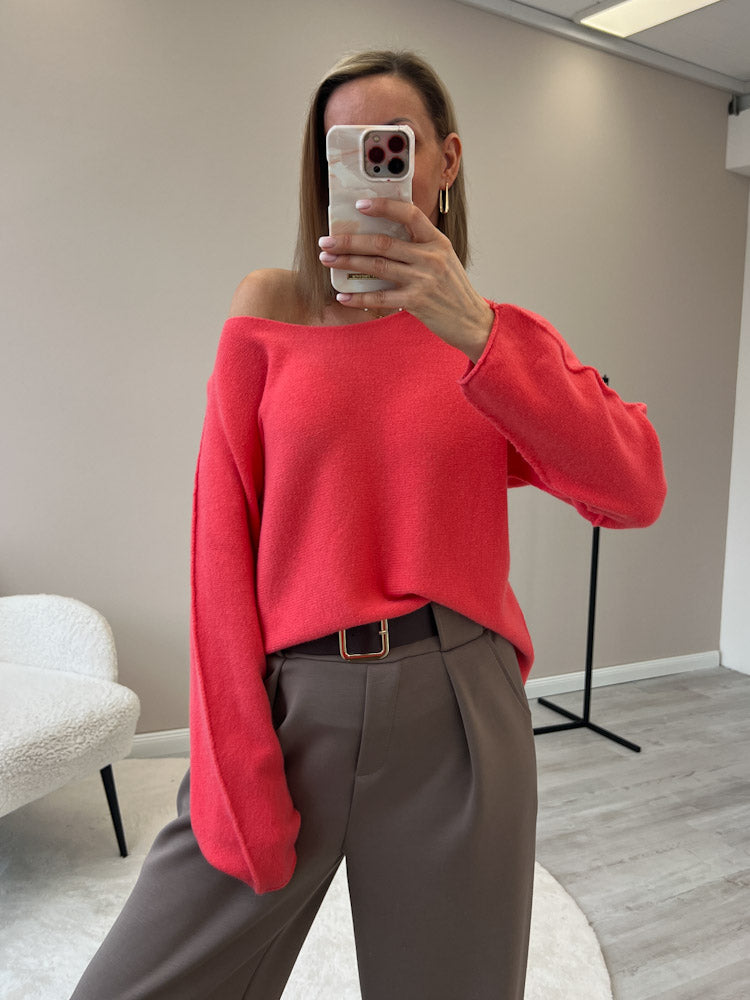 "Vicenza" weicher Pullover mit Viscose - coral
