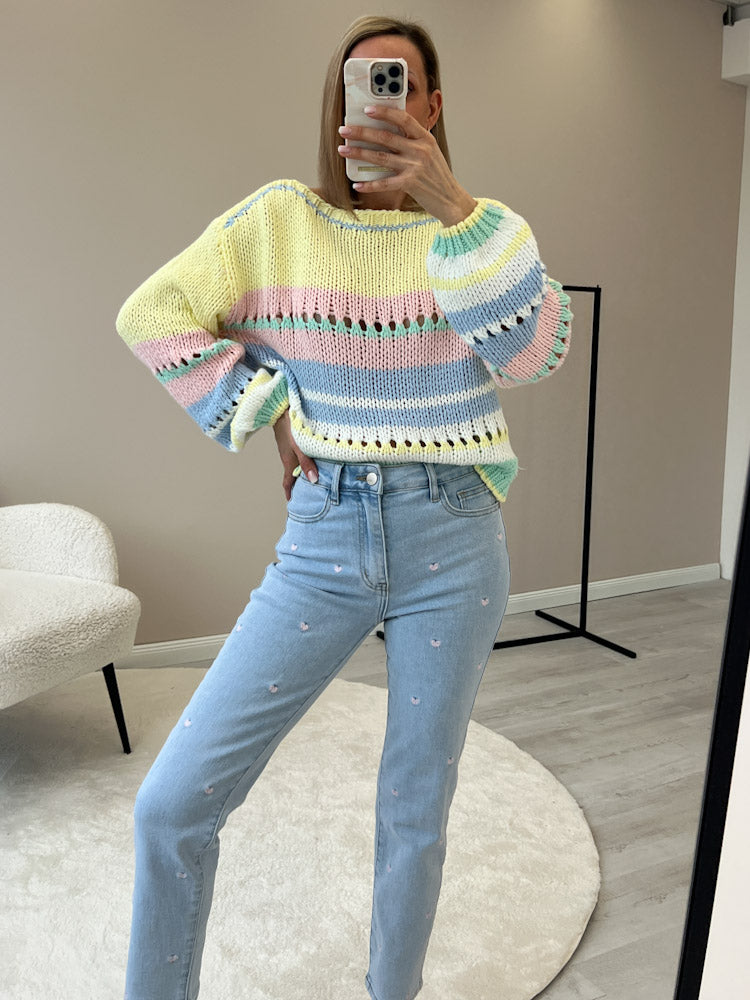 "Noli" weicher Strickpullover aus Baumwolle & Viscose- bunt