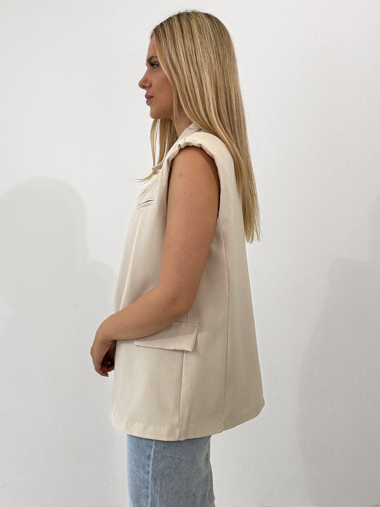 "Veloria" elegante Blazerweste - beige