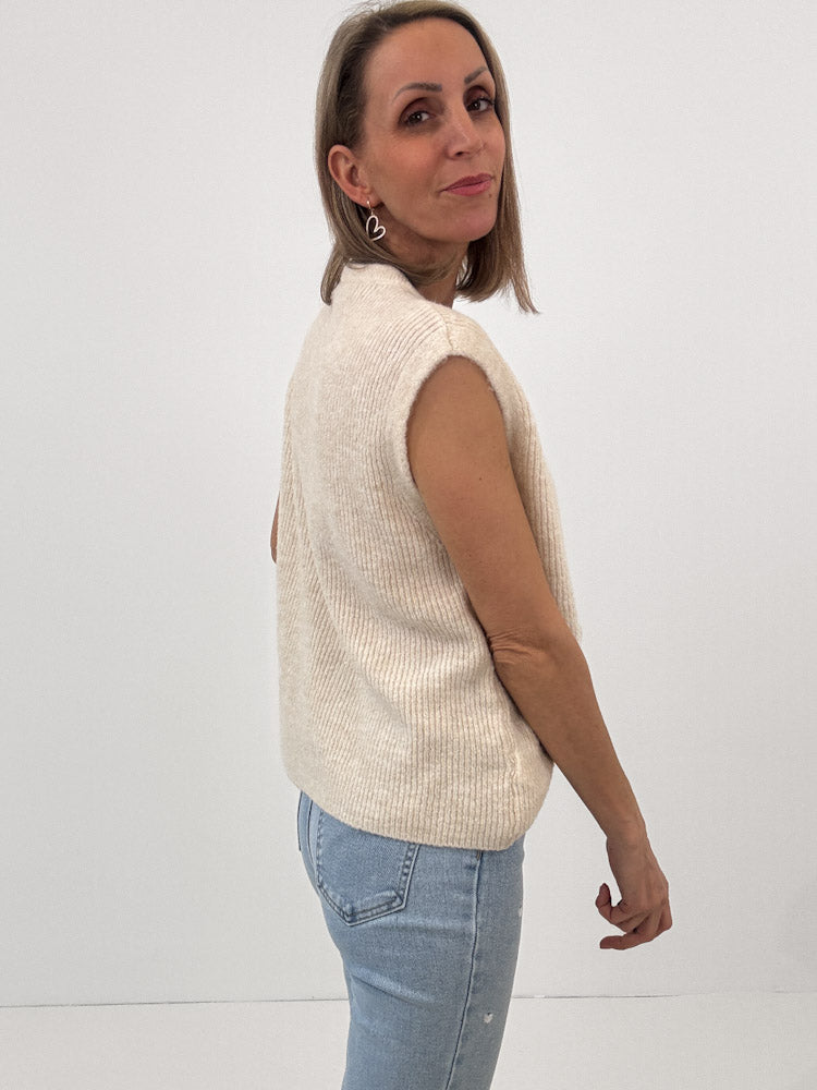 "Biella Vest" wunderschöne Strickweste aus Lana Wolle - creme