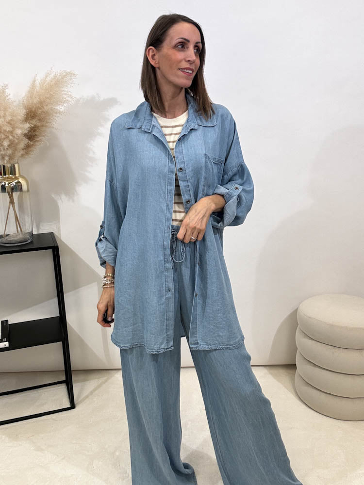 "Denim Shirt" Jeans Stoffhemd - light blue