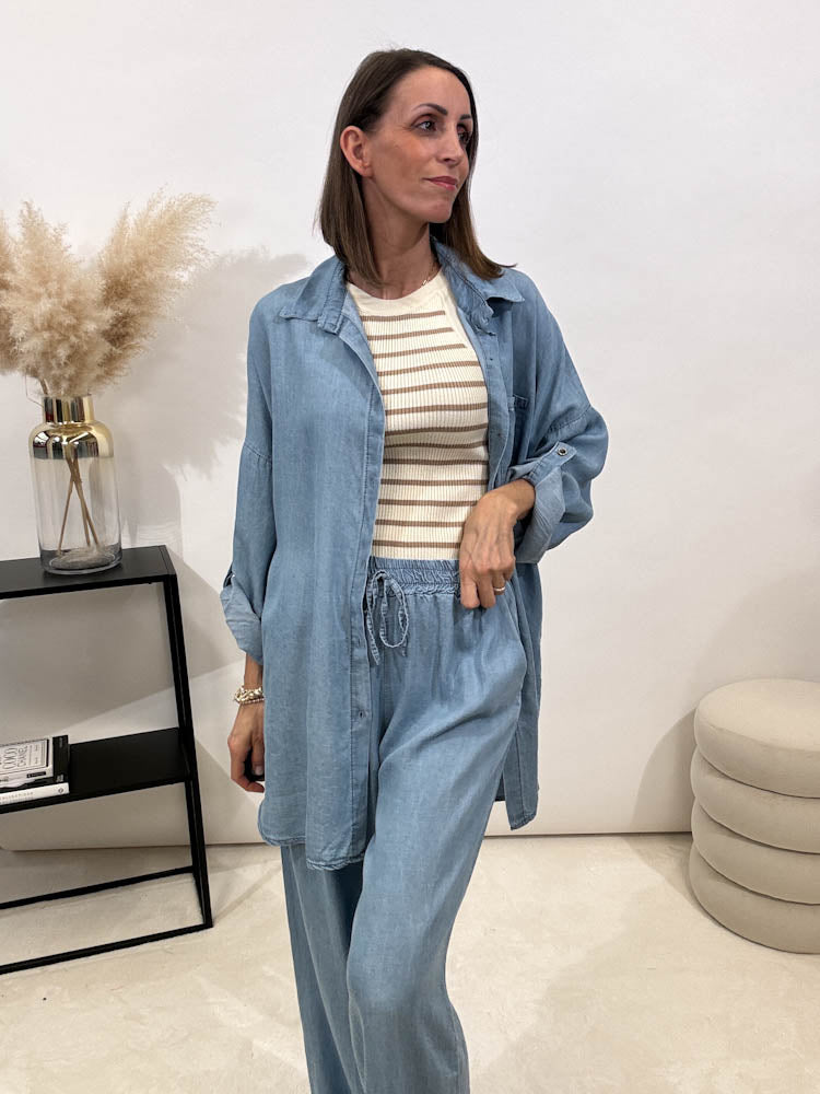 "Denim Shirt" Jeans Stoffhemd - light blue