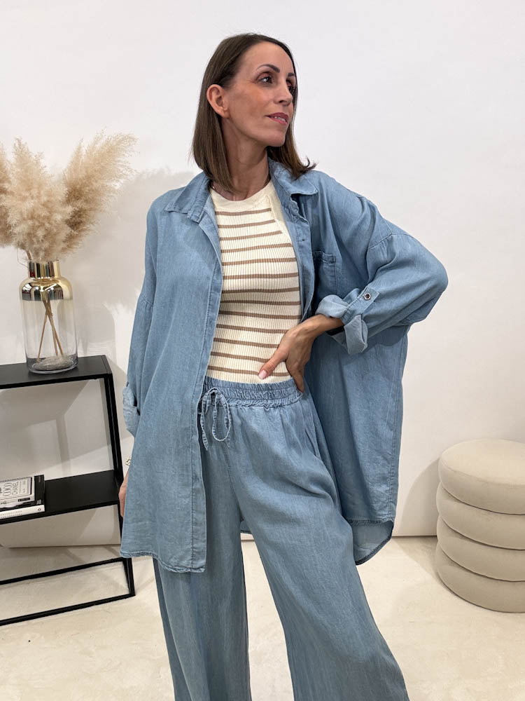 "Denim Shirt" Jeans Stoffhemd - light blue