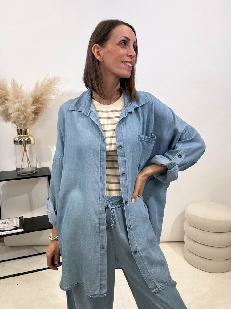 "Denim Shirt" Jeans Stoffhemd - light blue