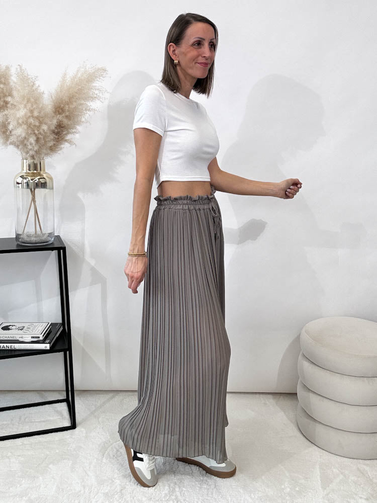 Culotte Plissee Hose - stone