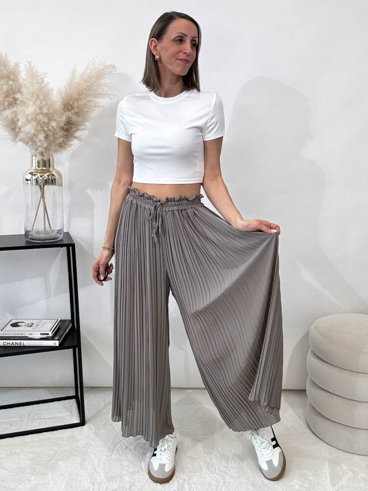 Culotte Plissee Hose - stone