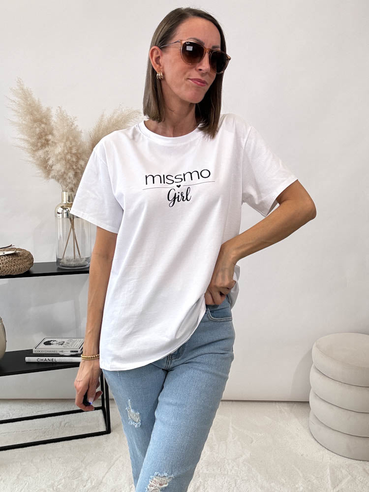 "Missmo Girl" Statement Shirt - weiss