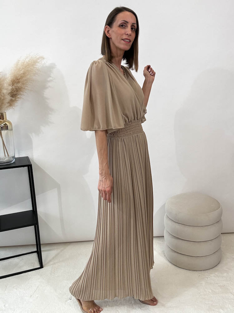 "Date Night" Plissee Jumpsuit - taupe