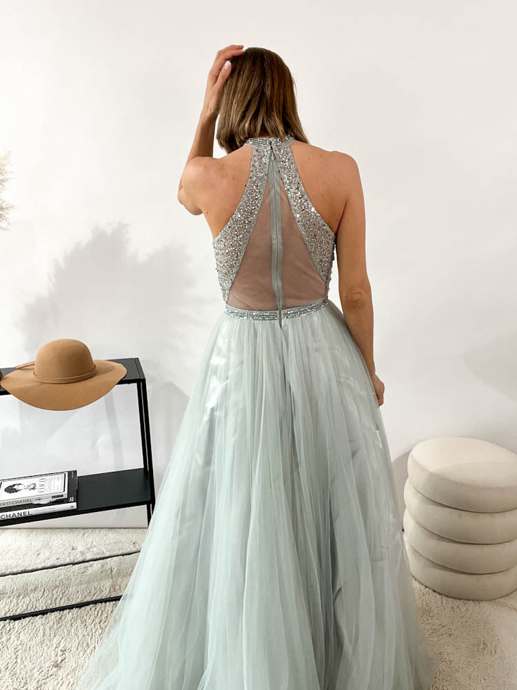 Langes elegantes Abendkleid - mint