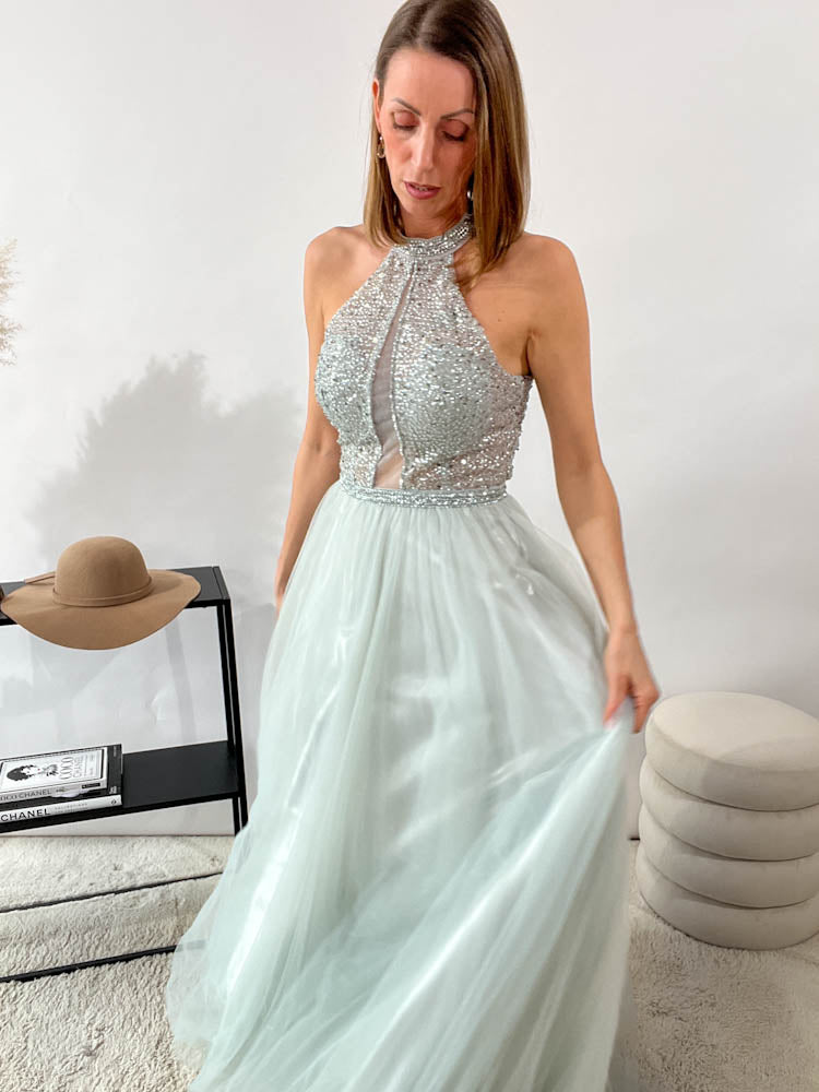 Langes elegantes Abendkleid - mint