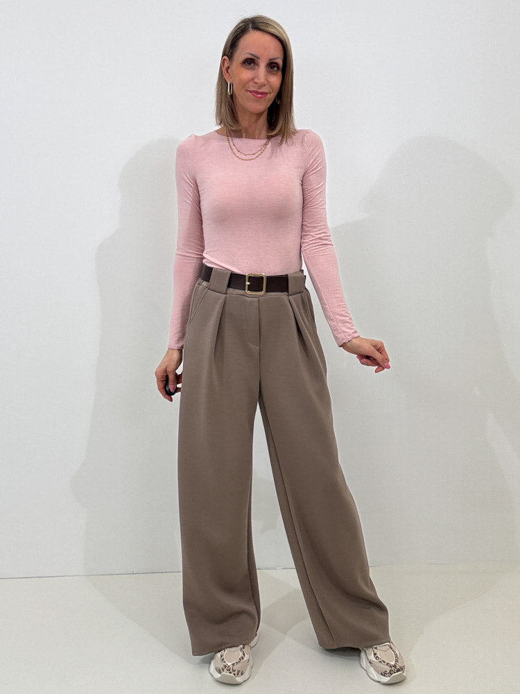 "Pari" elastische Hose aus Viskose - mocca