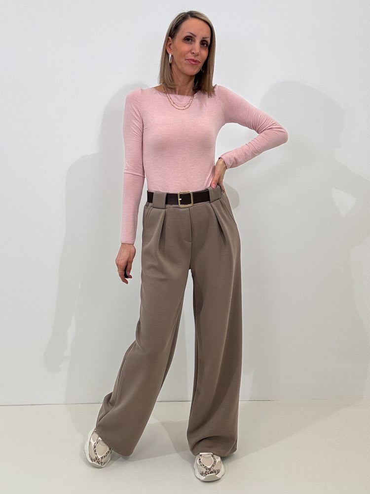 "Pari" elastische Hose aus Viskose - mocca