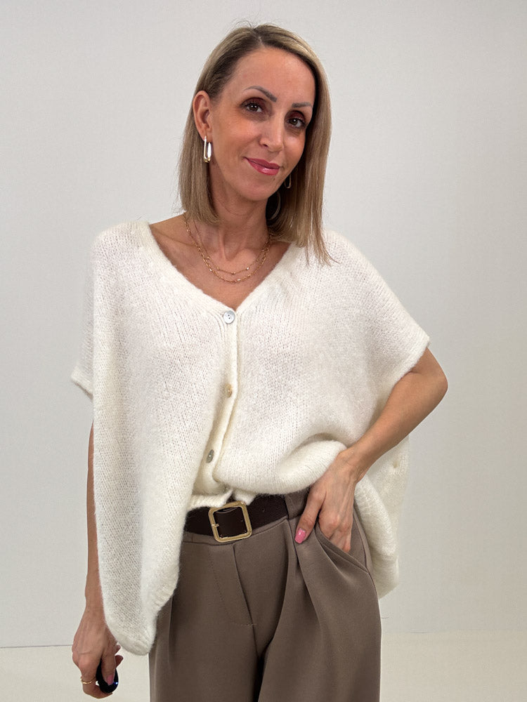 "Florida Vest" kuscheliger Cardigan mit Lana Wolle - creme