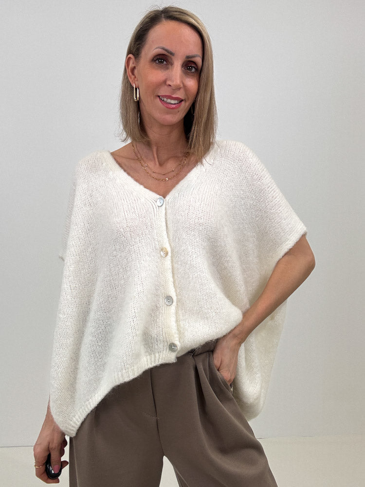 "Florida Vest" kuscheliger Cardigan mit Lana Wolle - creme