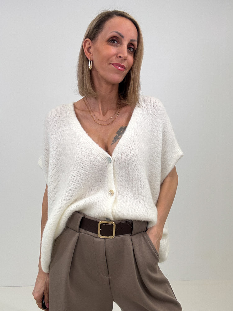 "Florida Vest" kuscheliger Cardigan mit Lana Wolle - creme