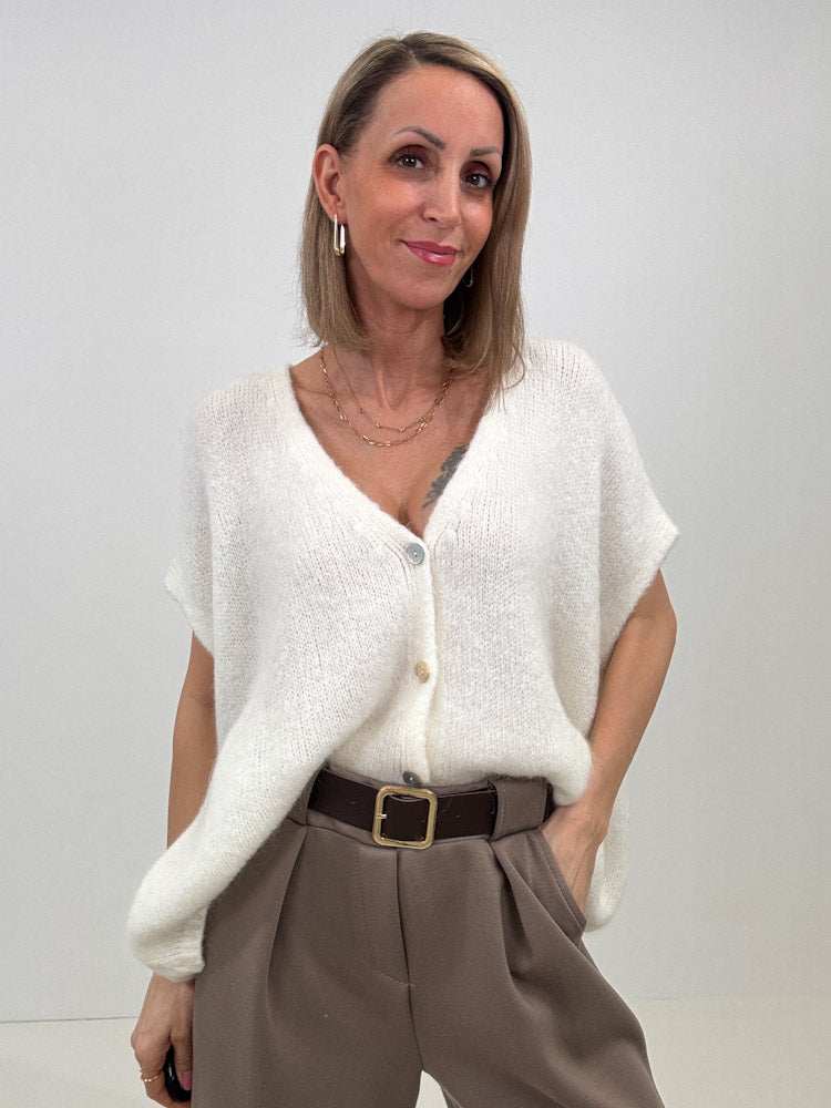 "Florida Vest" kuscheliger Cardigan mit Lana Wolle - creme