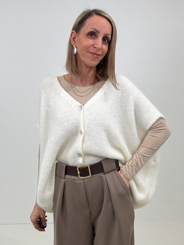 "Florida Vest" kuscheliger Cardigan mit Lana Wolle - creme