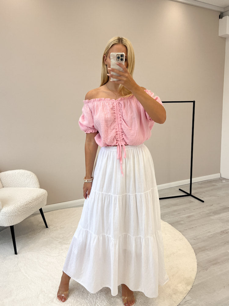"Ibiza" stylisches Top aus Musselin - hellrosa