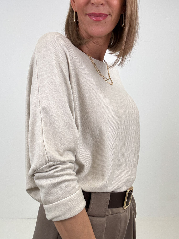 "Soft" weiches Longshirt aus Viscose & Lana Wolle - hellbeige