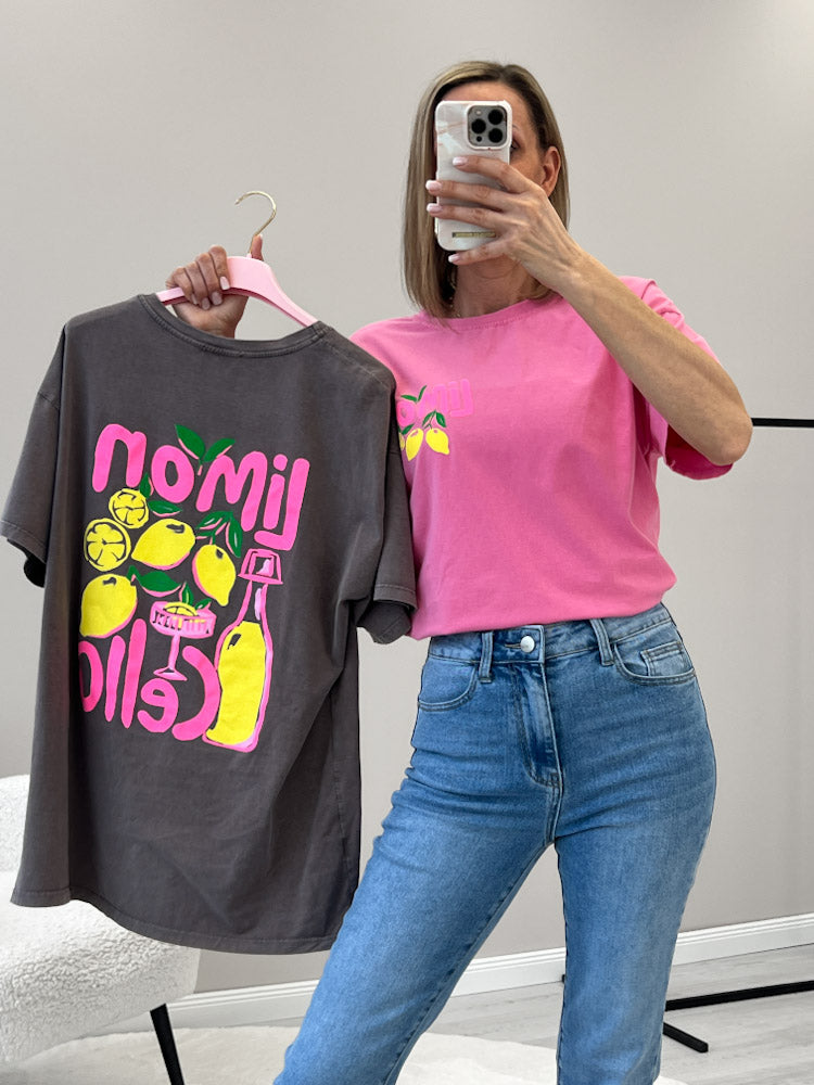 "Limon Cello" Shirt mit Statement - mocca
