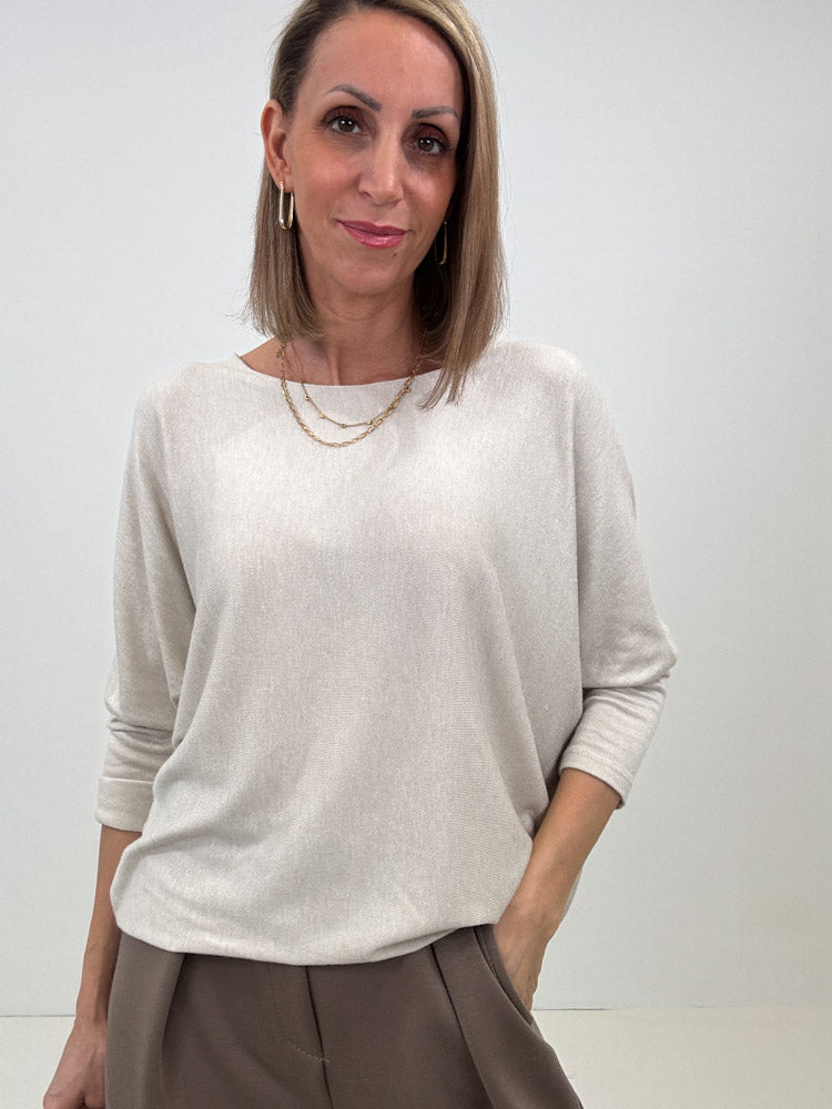"Soft" weiches Longshirt aus Viscose & Lana Wolle - hellbeige