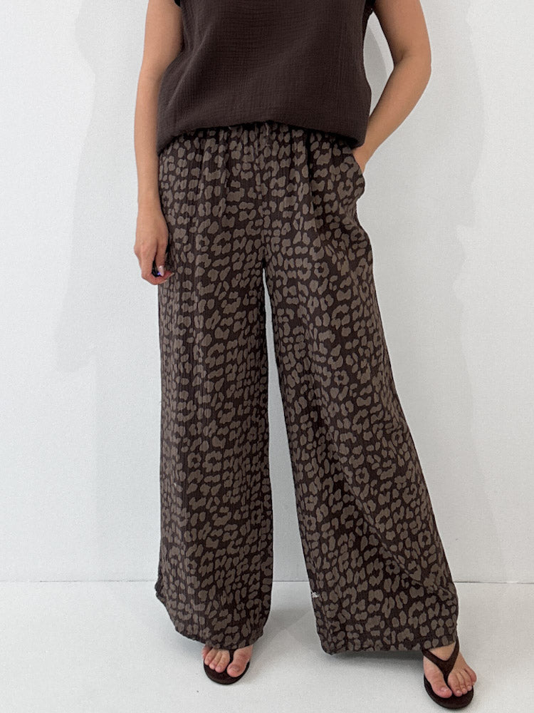 "Musselin Leo Pants" weiche Hose aus Baumwolle - braun/ mocca