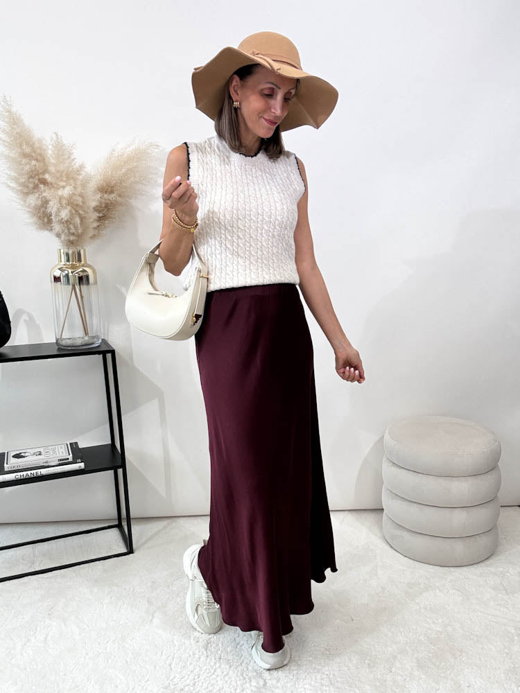 "Silky Maxi" viscose Rock - bordeaux