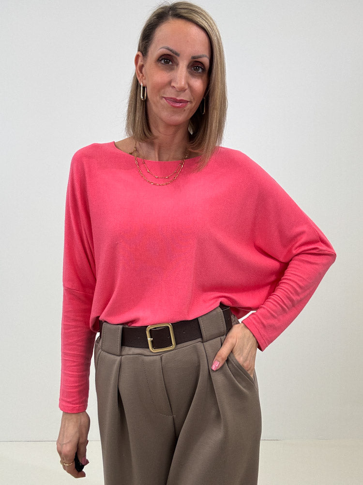 "Soft" weiches Longshirt aus Viscose & Wolle - coral