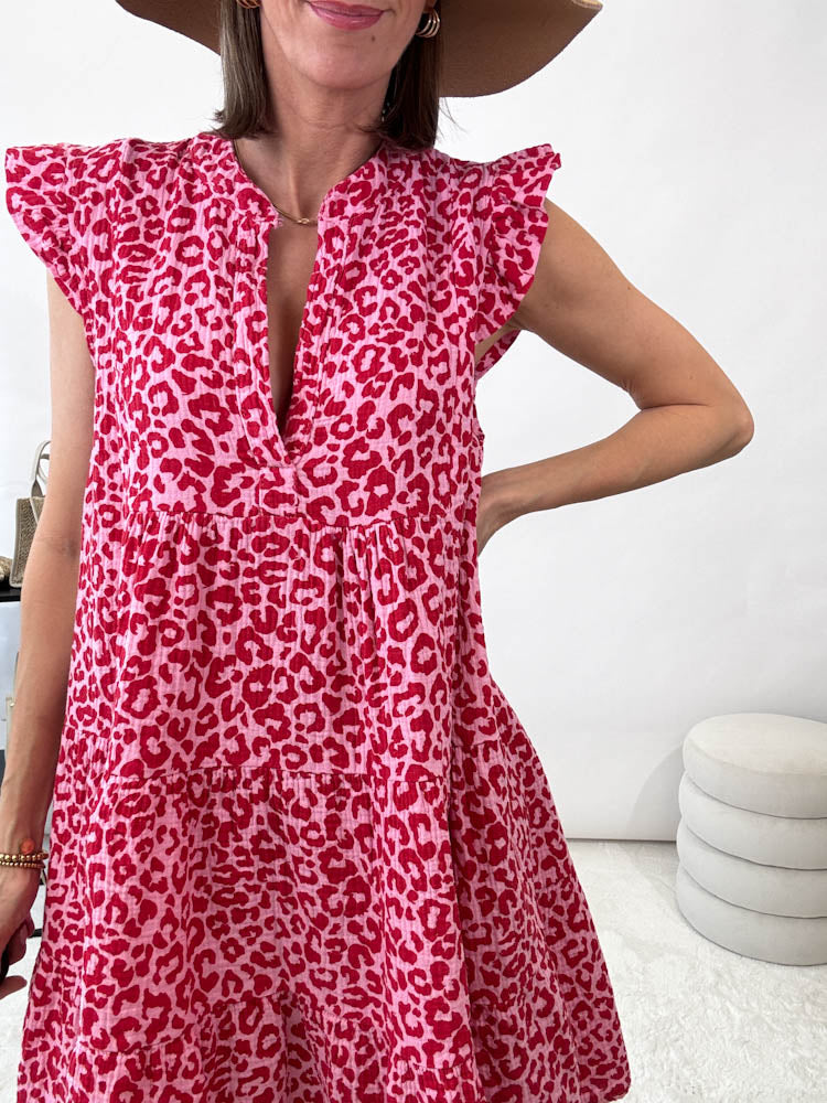 "Sicilia Leo" Tunikakleid aus Musselin - pink/rot