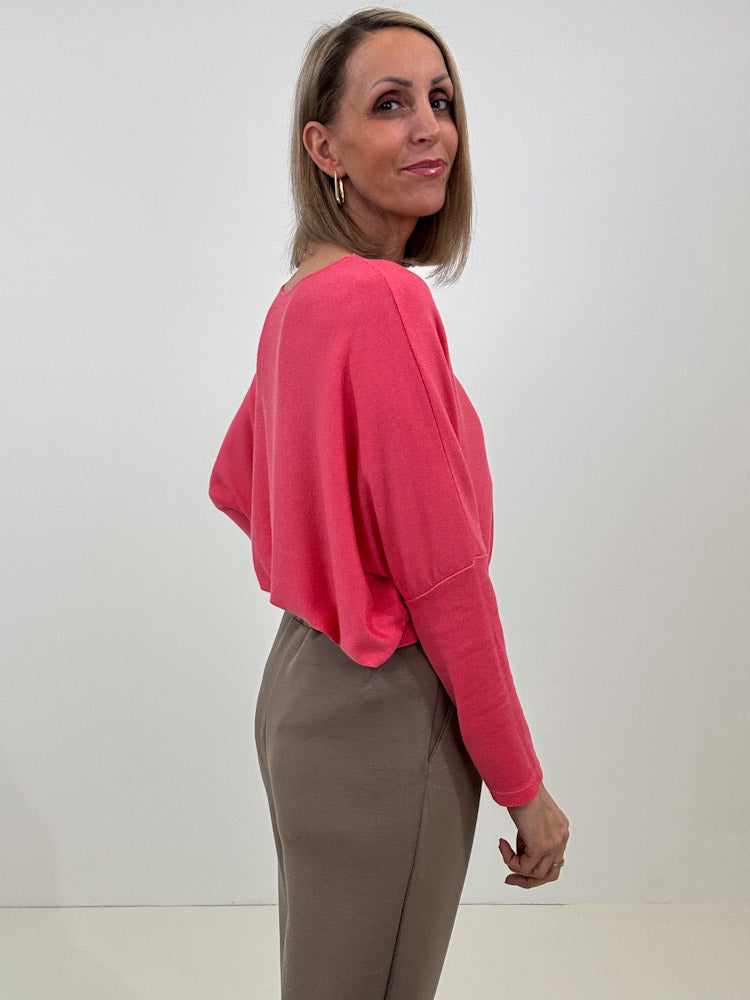"Soft" weiches Longshirt aus Viscose & Wolle - coral
