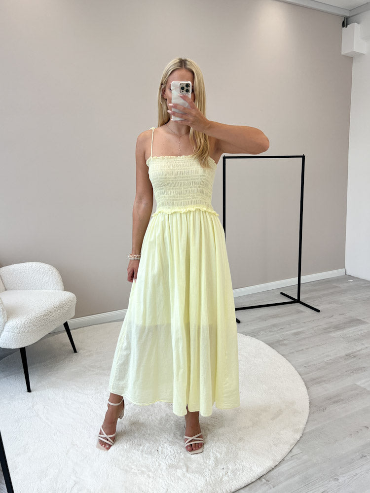 "Summer Breeze" - schönes Maxikleid aus Baumwolle - gelb