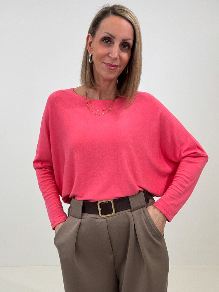 "Soft" weiches Longshirt aus Viscose & Wolle - coral