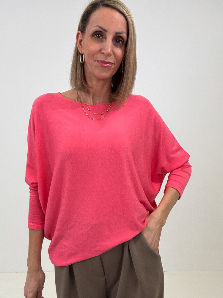 "Soft" weiches Longshirt aus Viscose & Wolle - coral