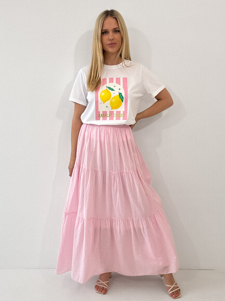 "Lune Skirt" langer Rock aus Baumwolle - rosa