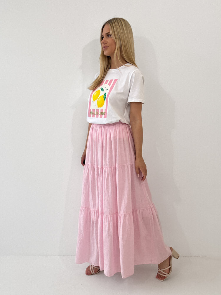 "Lune Skirt" langer Rock aus Baumwolle - rosa