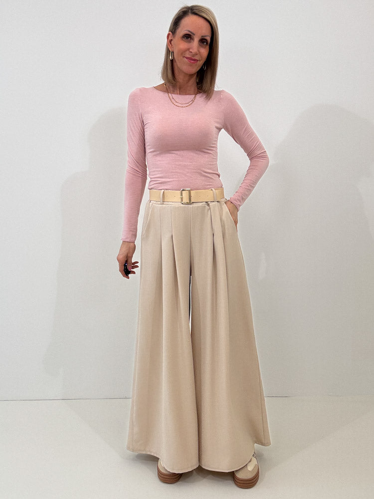 "Palazzo" weite angenehme Hose - beige