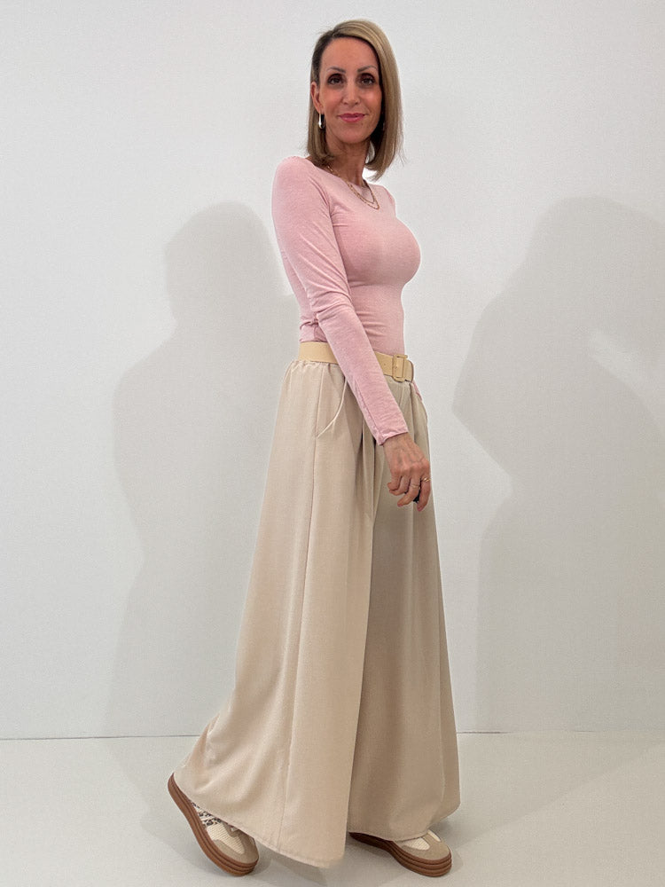 "Palazzo" weite angenehme Hose - beige